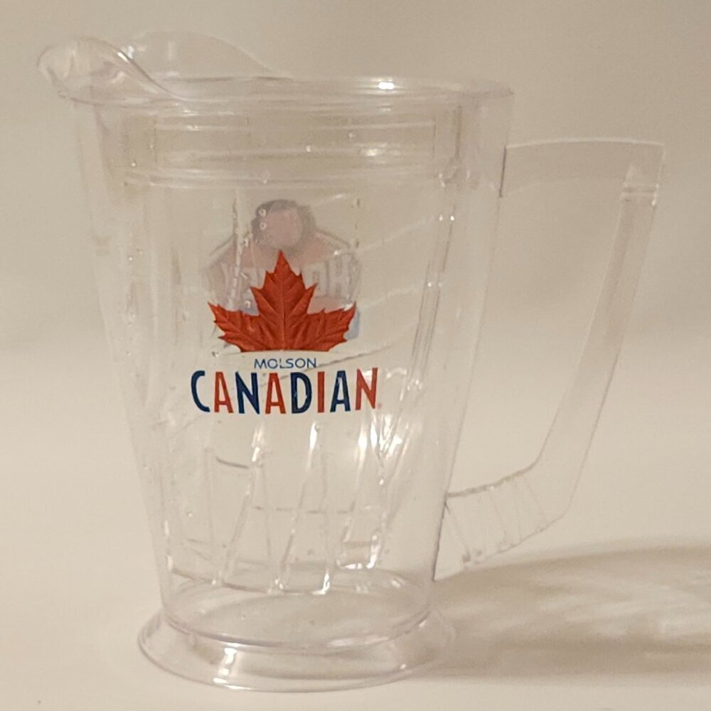 FUN MOLSON CANADIAN ACRYLIC PITCHER BOSTON PIZZA GLOVE PITCHER HOCKEY STICK
